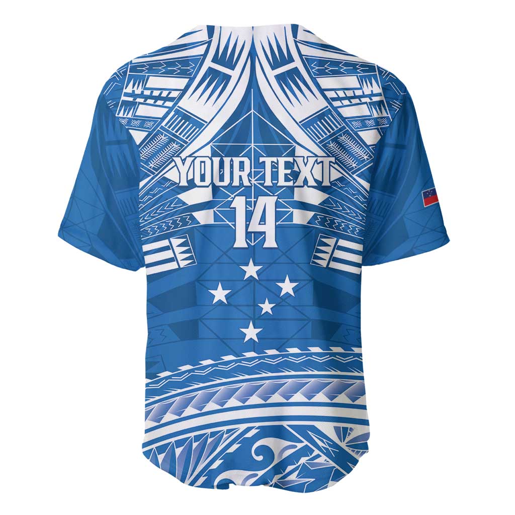 Toa Samoa Rugby Custom Baseball Jersey Uso aso uma Samoan Pattern Blue - Polynesian Pride