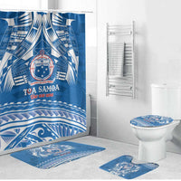Toa Samoa Rugby Custom Bathroom Set Uso aso uma Samoan Pattern Blue - Polynesian Pride