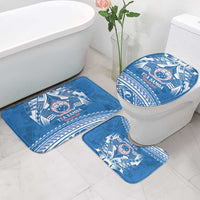Toa Samoa Rugby Custom Bathroom Set Uso aso uma Samoan Pattern Blue - Polynesian Pride