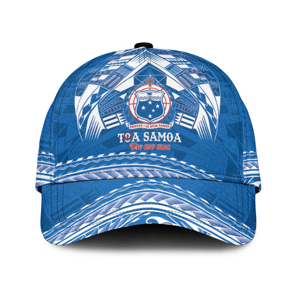 Toa Samoa Rugby Classic Cap Uso aso uma Samoan Pattern Blue - Polynesian Pride