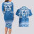 Toa Samoa Rugby Custom Couples Matching Long Sleeve Bodycon Dress and Hawaiian Shirt Uso aso uma Samoan Pattern Blue - Polynesian Pride
