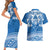 Toa Samoa Rugby Custom Couples Matching Short Sleeve Bodycon Dress and Hawaiian Shirt Uso aso uma Samoan Pattern Blue - Polynesian Pride