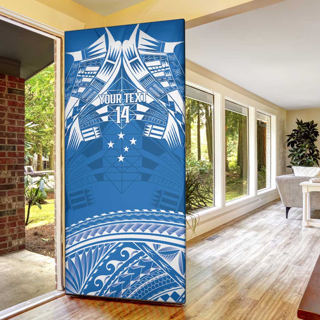Toa Samoa Rugby Custom Door Cover Uso aso uma Samoan Pattern Blue - Polynesian Pride