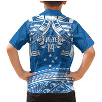 Toa Samoa Rugby Custom Family Matching Mermaid Dress and Hawaiian Shirt Uso aso uma Samoan Pattern Blue - Polynesian Pride