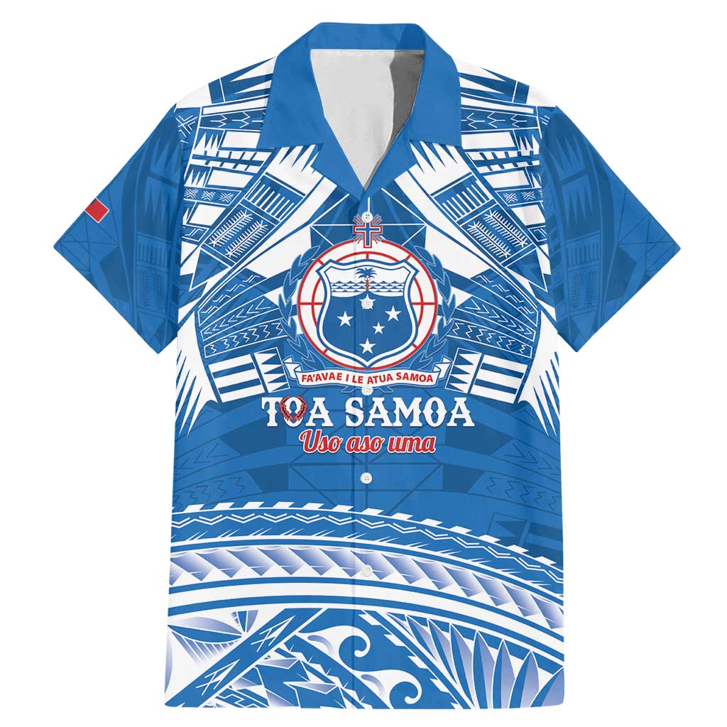 Toa Samoa Rugby Custom Family Matching Mermaid Dress and Hawaiian Shirt Uso aso uma Samoan Pattern Blue - Polynesian Pride