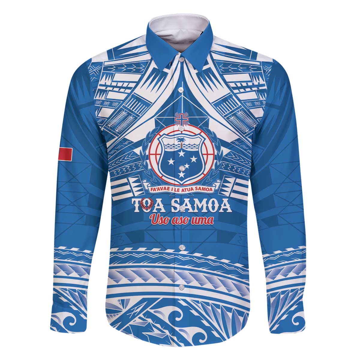 Toa Samoa Rugby Custom Family Matching Off The Shoulder Long Sleeve Dress and Hawaiian Shirt Uso aso uma Samoan Pattern Blue - Polynesian Pride