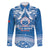 Toa Samoa Rugby Custom Family Matching Off The Shoulder Long Sleeve Dress and Hawaiian Shirt Uso aso uma Samoan Pattern Blue - Polynesian Pride