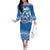 Toa Samoa Rugby Custom Family Matching Off The Shoulder Long Sleeve Dress and Hawaiian Shirt Uso aso uma Samoan Pattern Blue - Polynesian Pride