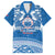 Toa Samoa Rugby Custom Family Matching Off Shoulder Maxi Dress and Hawaiian Shirt Uso aso uma Samoan Pattern Blue - Polynesian Pride