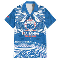 Toa Samoa Rugby Custom Family Matching Puletasi and Hawaiian Shirt Uso aso uma Samoan Pattern Blue - Polynesian Pride