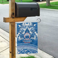 Toa Samoa Rugby Custom Garden Flag Uso aso uma Samoan Pattern Blue - Polynesian Pride
