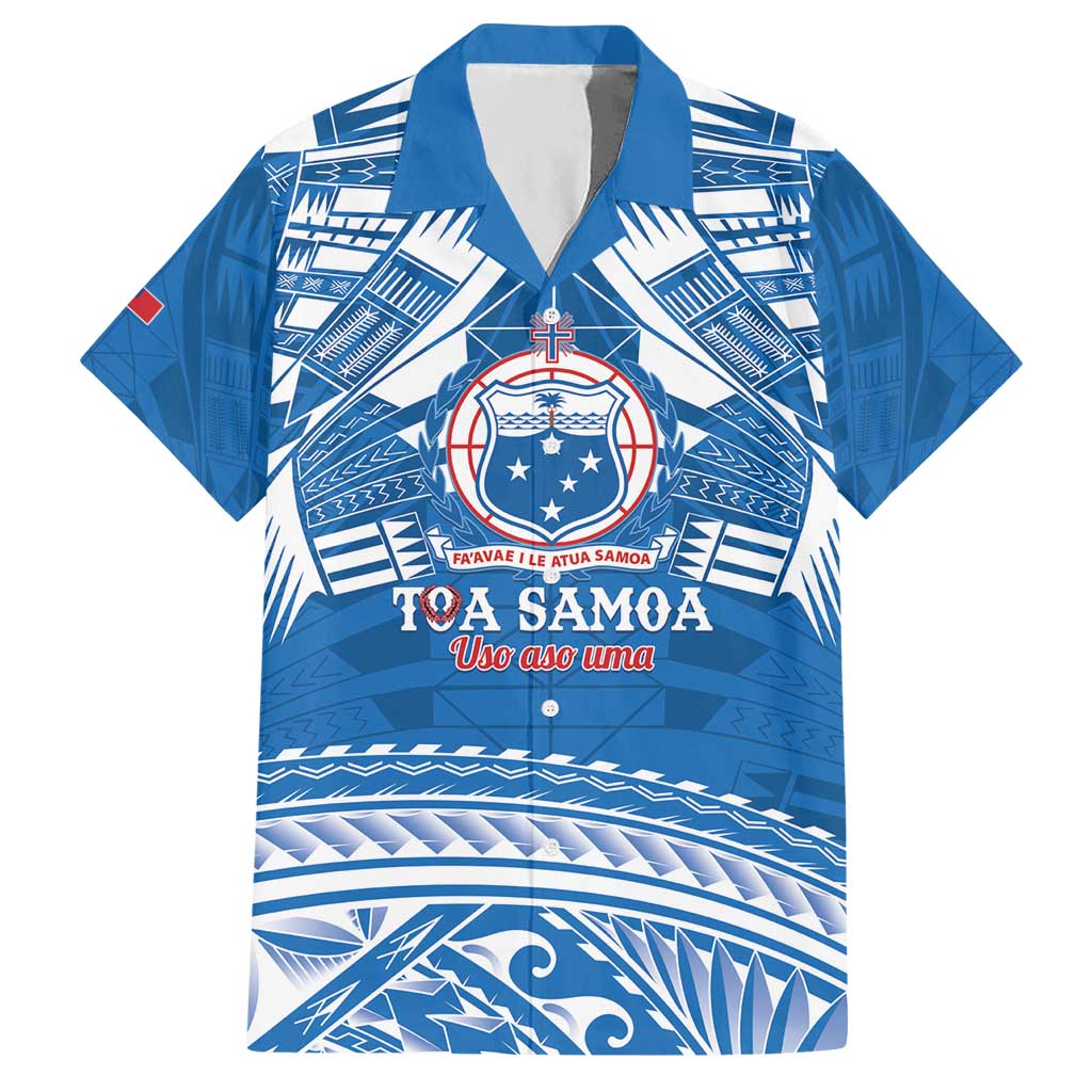 Toa Samoa Rugby Custom Hawaiian Shirt Uso aso uma Samoan Pattern Blue - Polynesian Pride