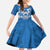 Toa Samoa Rugby Custom Kid Short Sleeve Dress Uso aso uma Samoan Pattern Blue - Polynesian Pride
