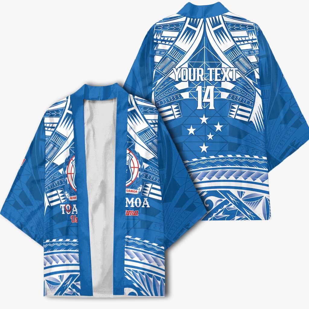 Toa Samoa Rugby Custom Kimono Uso aso uma Samoan Pattern Blue - Polynesian Pride