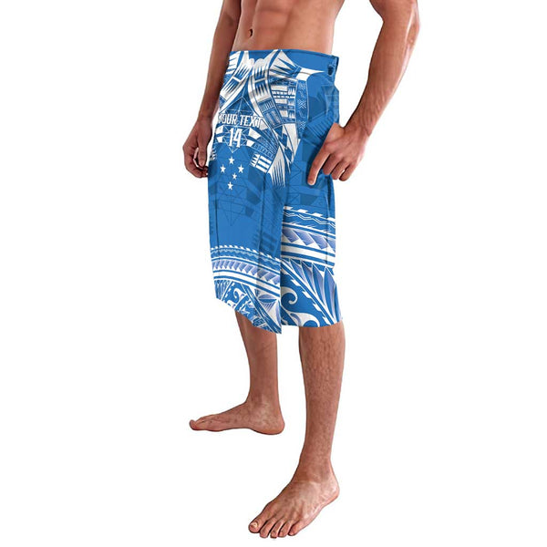 Toa Samoa Rugby Custom Lavalava Uso aso uma Samoan Pattern Blue LT14