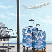 Toa Samoa Rugby Custom Luggage Cover Uso aso uma Samoan Pattern Blue - Polynesian Pride