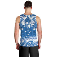 Toa Samoa Rugby Custom Men Tank Top Uso aso uma Samoan Pattern Blue - Polynesian Pride
