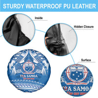 Toa Samoa Rugby Custom Spare Tire Cover Uso aso uma Samoan Pattern Blue - Polynesian Pride