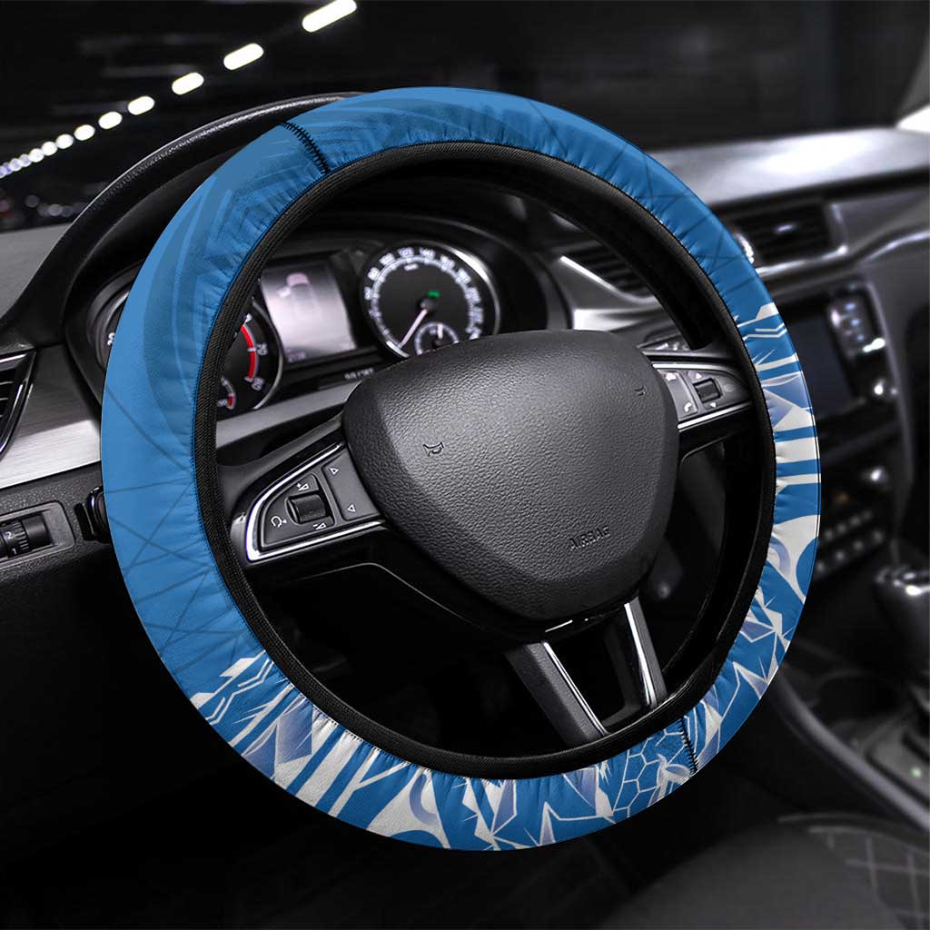 Toa Samoa Rugby Custom Steering Wheel Cover Uso aso uma Samoan Pattern Blue - Polynesian Pride