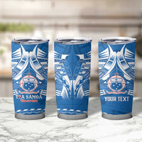 Toa Samoa Rugby Custom Tumbler Cup Uso aso uma Samoan Pattern Blue - Polynesian Pride