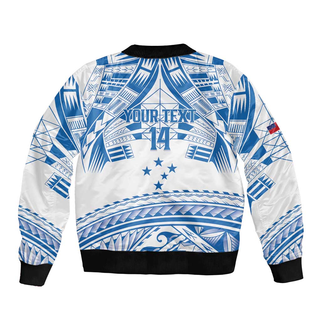 Toa Samoa Rugby Custom Bomber Jacket Uso aso uma Samoan Pattern White - Polynesian Pride
