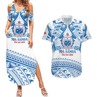 Toa Samoa Rugby Custom Couples Matching Summer Maxi Dress and Hawaiian Shirt Uso aso uma Samoan Pattern White - Polynesian Pride