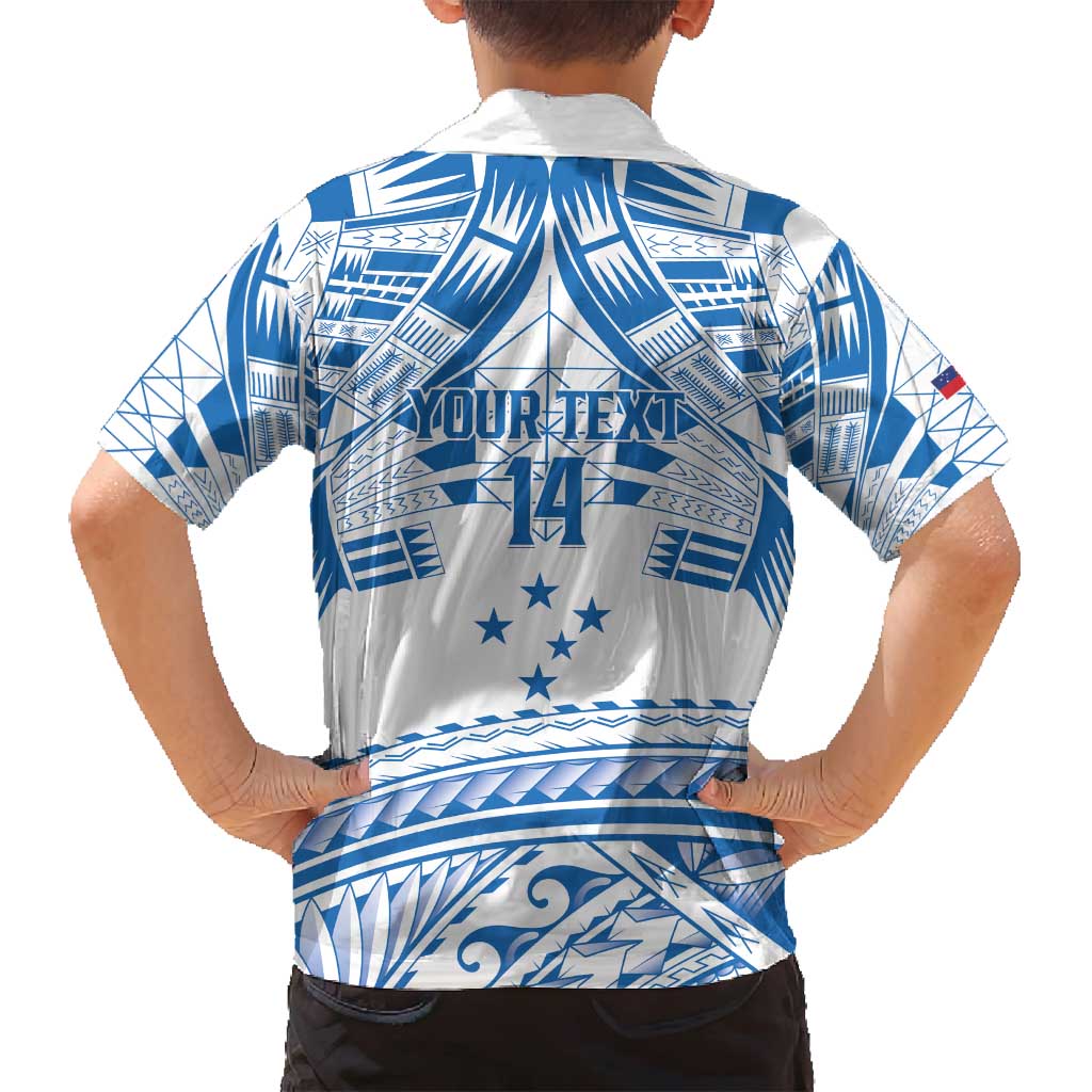 Toa Samoa Rugby Custom Family Matching Off Shoulder Short Dress and Hawaiian Shirt Uso aso uma Samoan Pattern White - Polynesian Pride