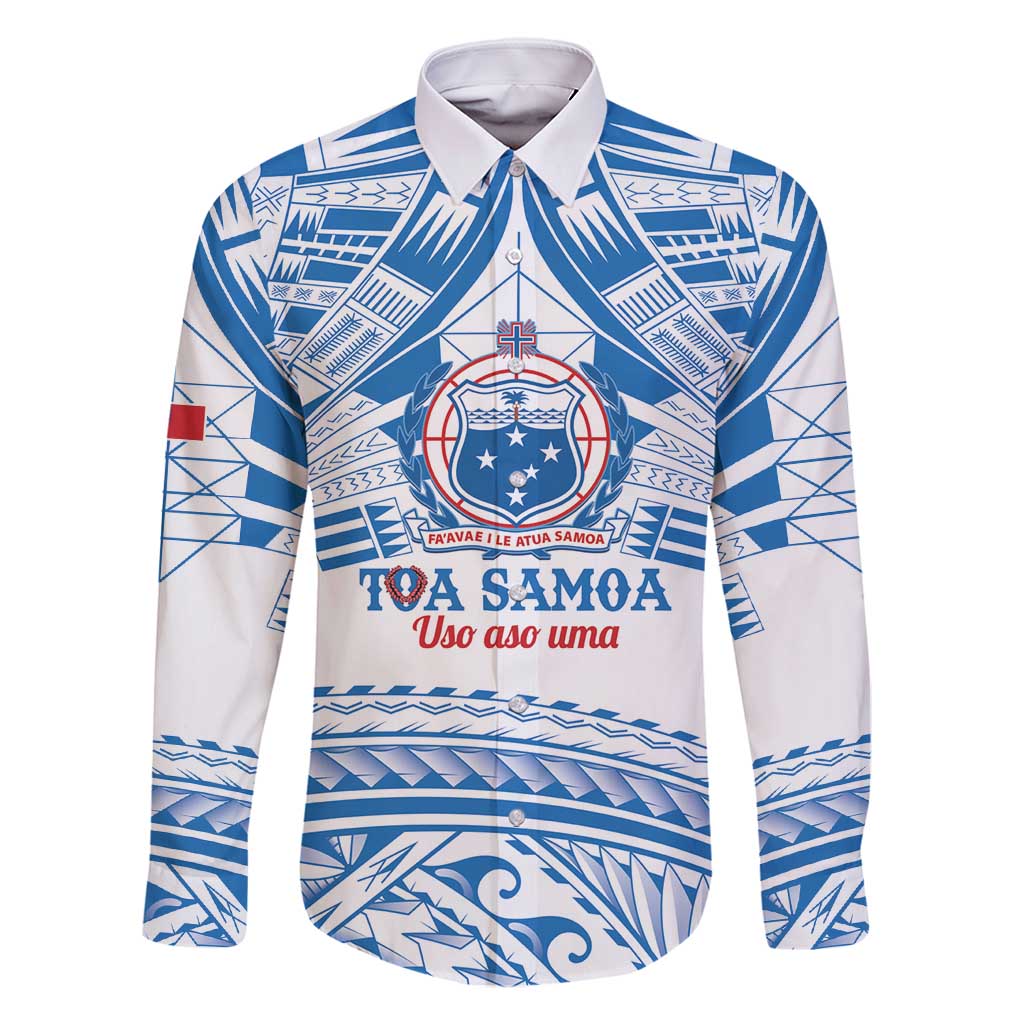 Toa Samoa Rugby Custom Family Matching Summer Maxi Dress and Hawaiian Shirt Uso aso uma Samoan Pattern White - Polynesian Pride