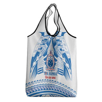 Toa Samoa Rugby Custom Grocery Bag Uso aso uma Samoan Pattern White - Polynesian Pride