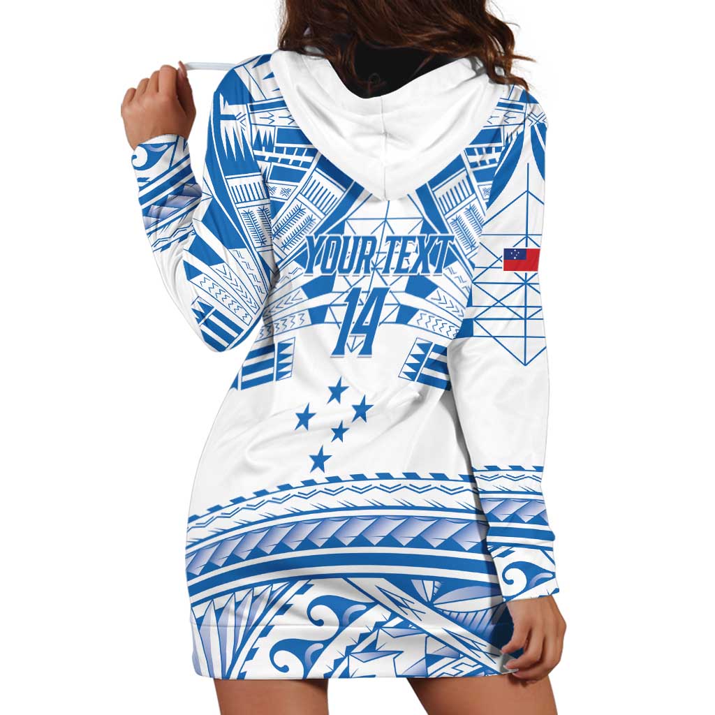 Toa Samoa Rugby Custom Hoodie Dress Uso aso uma Samoan Pattern White - Polynesian Pride