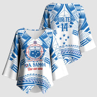 Toa Samoa Rugby Custom Kimono Sleeve Blouse Uso aso uma Samoan Pattern White - Polynesian Pride