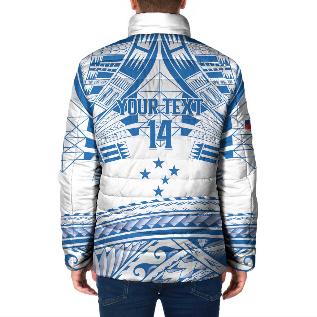 Toa Samoa Rugby Custom Padded Jacket Uso aso uma Samoan Pattern White - Polynesian Pride