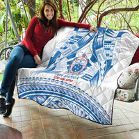 Toa Samoa Rugby Custom Quilt Uso aso uma Samoan Pattern White - Polynesian Pride