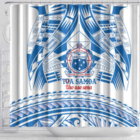 Toa Samoa Rugby Custom Shower Curtain Uso aso uma Samoan Pattern White - Polynesian Pride