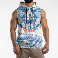 Toa Samoa Rugby Custom Sleeveless Hoodie Uso aso uma Samoan Pattern White - Polynesian Pride