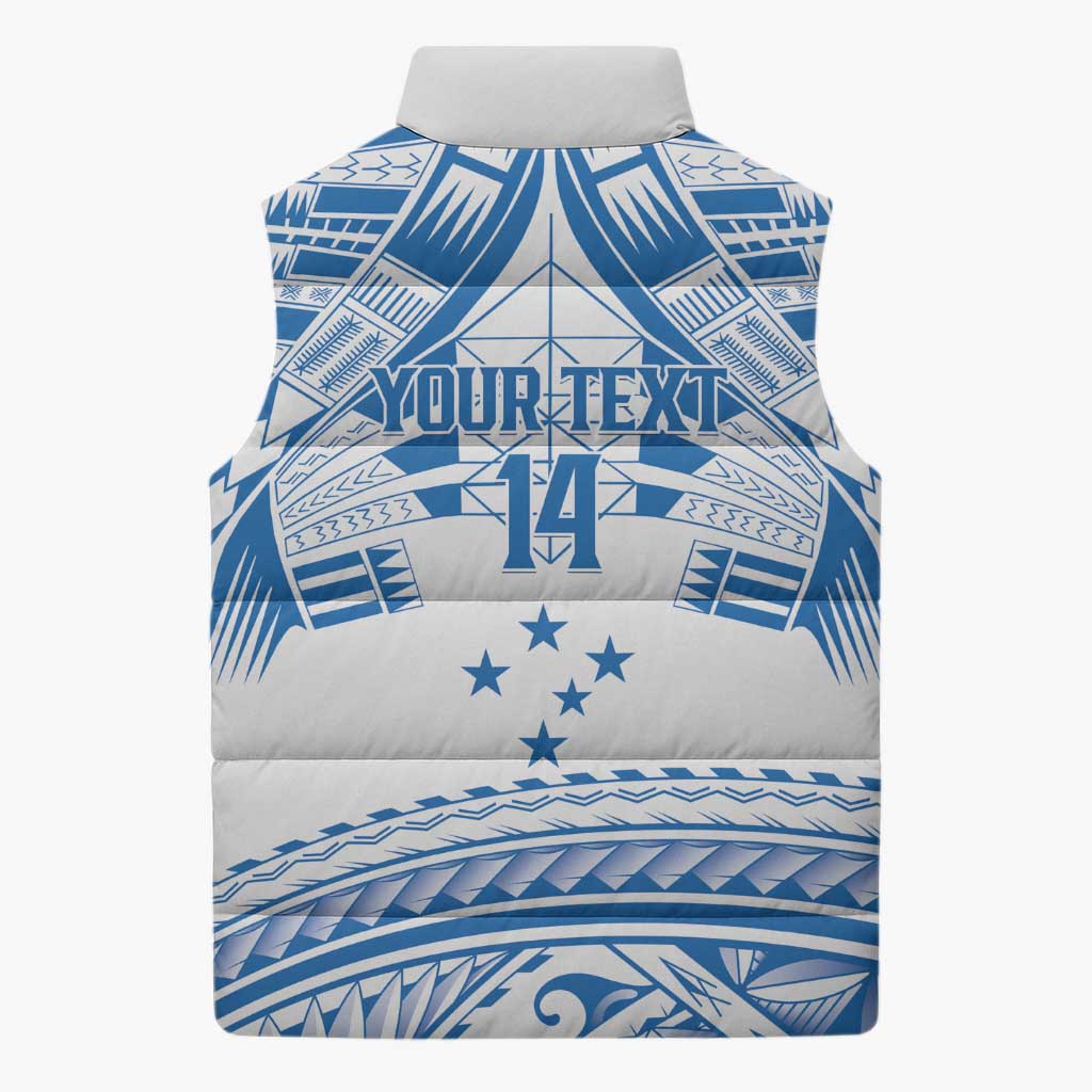Toa Samoa Rugby Custom Sleeveless Puffer Jacket Uso aso uma Samoan Pattern White - Polynesian Pride