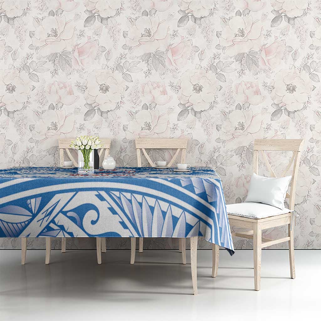 Toa Samoa Rugby Custom Tablecloth Uso aso uma Samoan Pattern White - Polynesian Pride