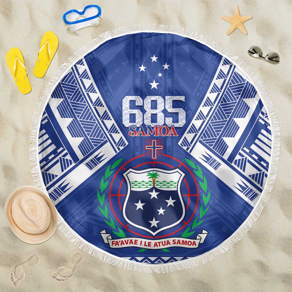 Samoa 685 Beach Blanket Samoan Pride Coat Of Arms LT14 One Size 150cm Blue - Polynesian Pride