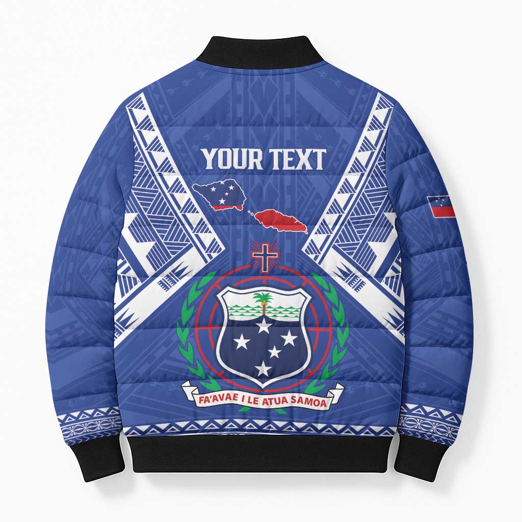 Personalised Samoa 685 Bomber Puffer Jacket Samoan Pride Coat Of Arms - Polynesian Pride