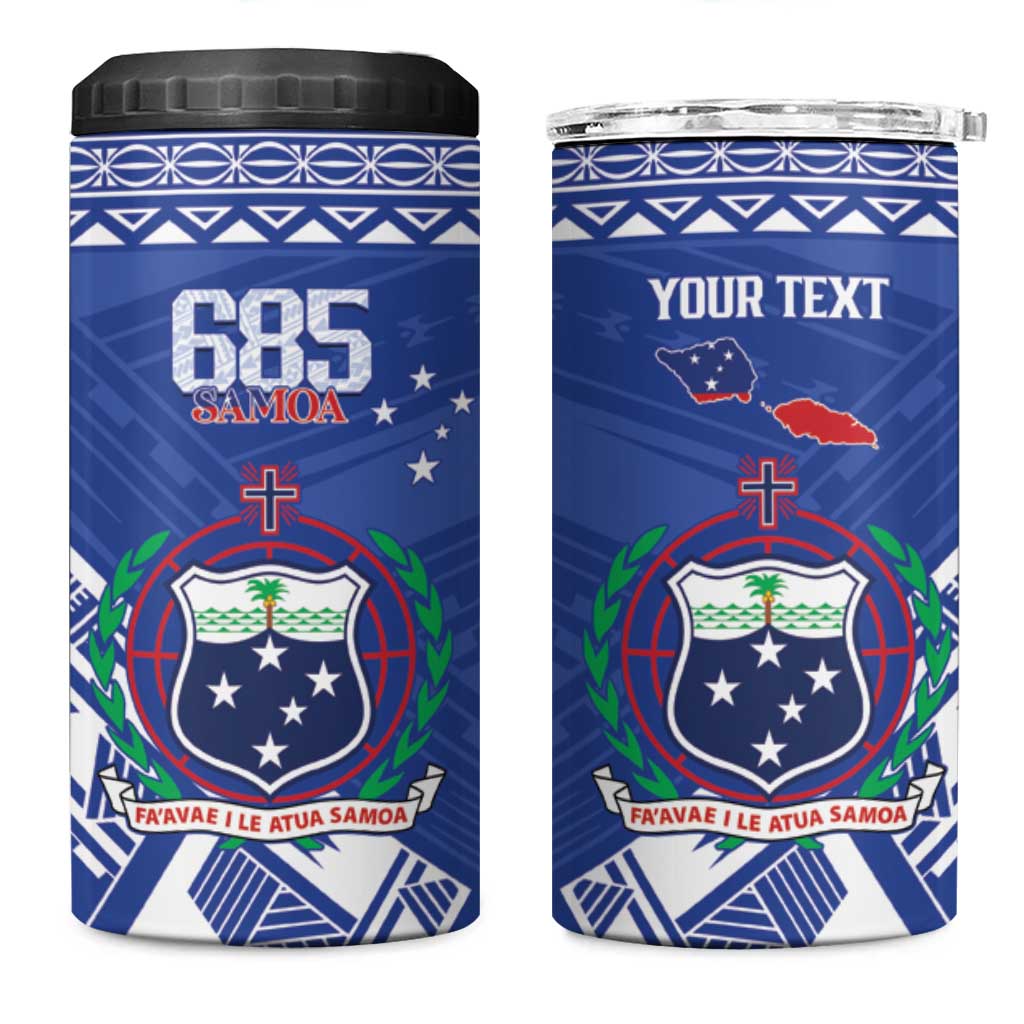 Personalised Samoa 685 4 in 1 Can Cooler Tumbler Samoan Pride Coat Of Arms LT14 One Size: 16 oz Blue - Polynesian Pride
