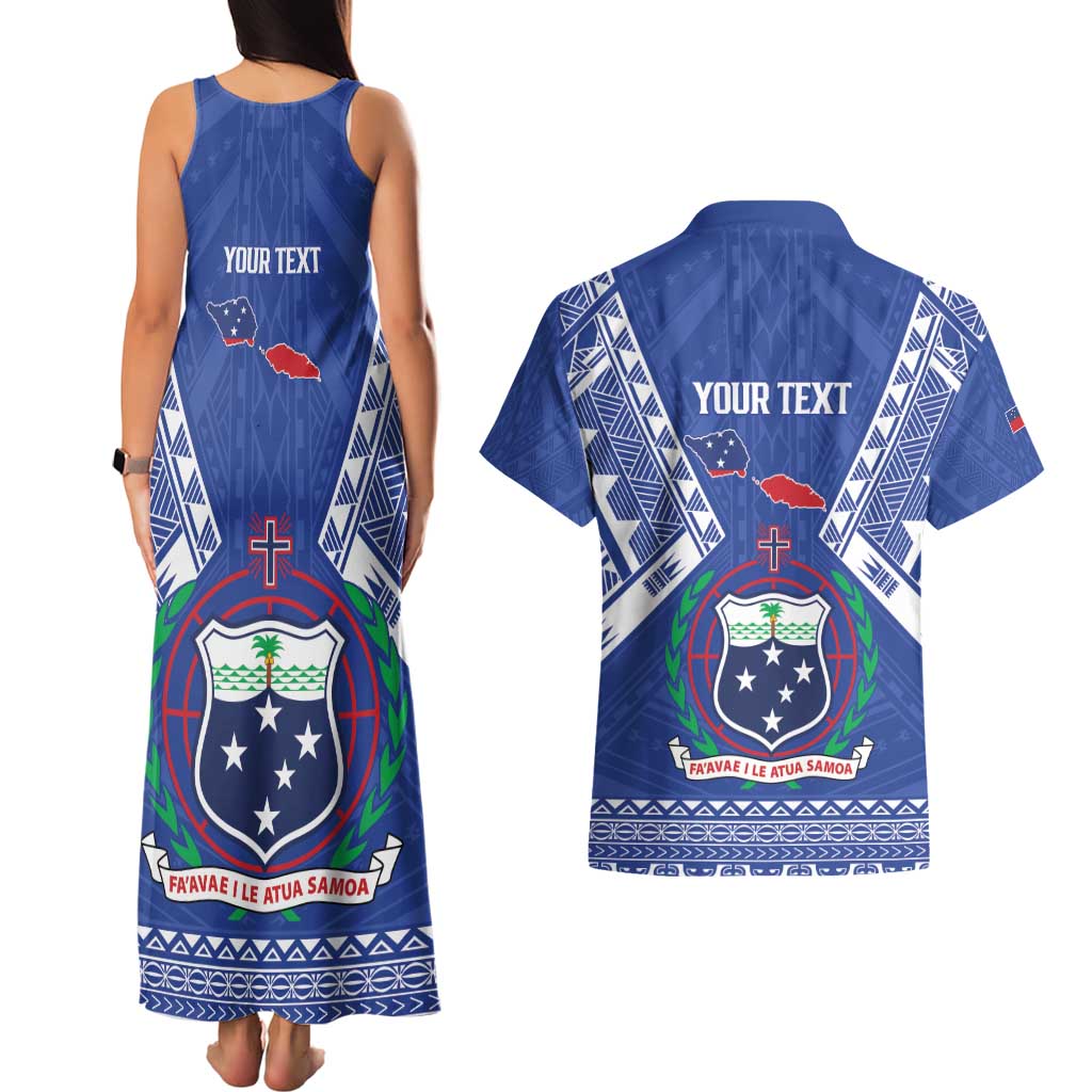 Personalised Samoa 685 Couples Matching Tank Maxi Dress and Hawaiian Shirt Samoan Pride Coat Of Arms - Polynesian Pride