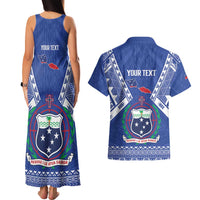 Personalised Samoa 685 Couples Matching Tank Maxi Dress and Hawaiian Shirt Samoan Pride Coat Of Arms - Polynesian Pride