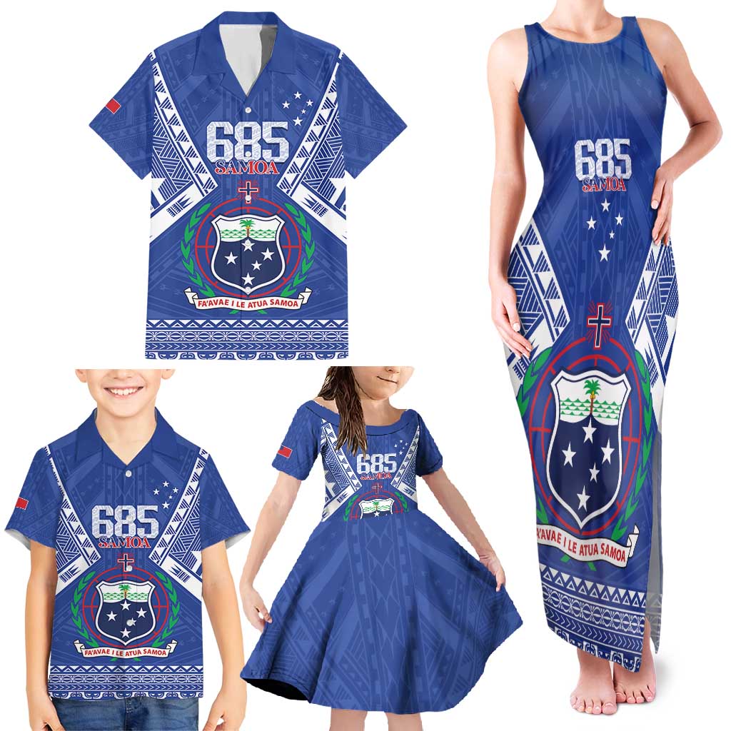 Personalised Samoa 685 Family Matching Tank Maxi Dress and Hawaiian Shirt Samoan Pride Coat Of Arms - Polynesian Pride