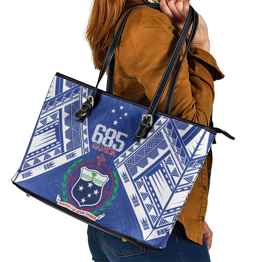 Samoa 685 Leather Tote Bag Samoan Pride Coat Of Arms - Polynesian Pride