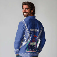 Personalised Samoa 685 Long Sleeve Polo Shirt Samoan Pride Coat Of Arms - Polynesian Pride