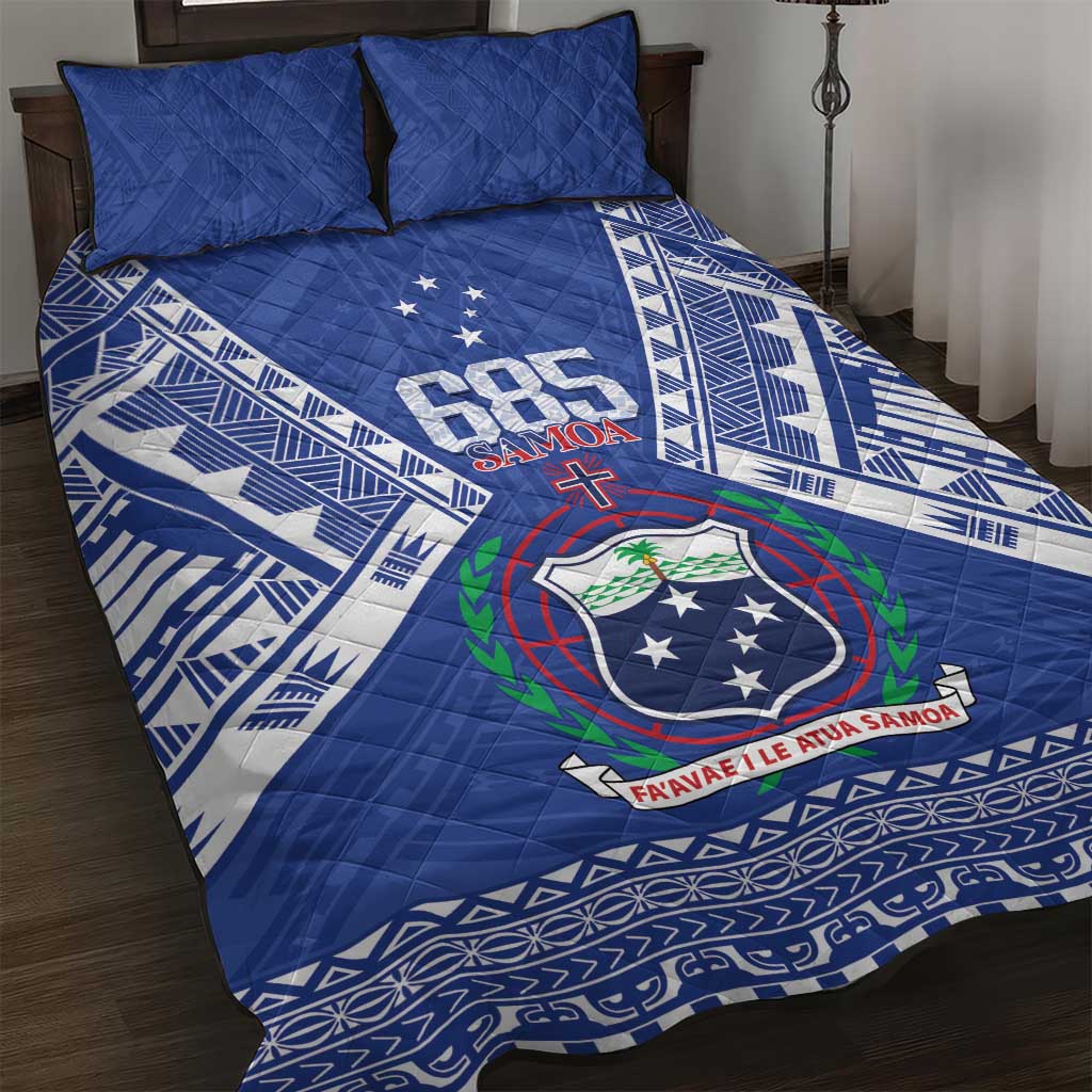 Samoa 685 Quilt Bed Set Samoan Pride Coat Of Arms LT14 Blue - Polynesian Pride