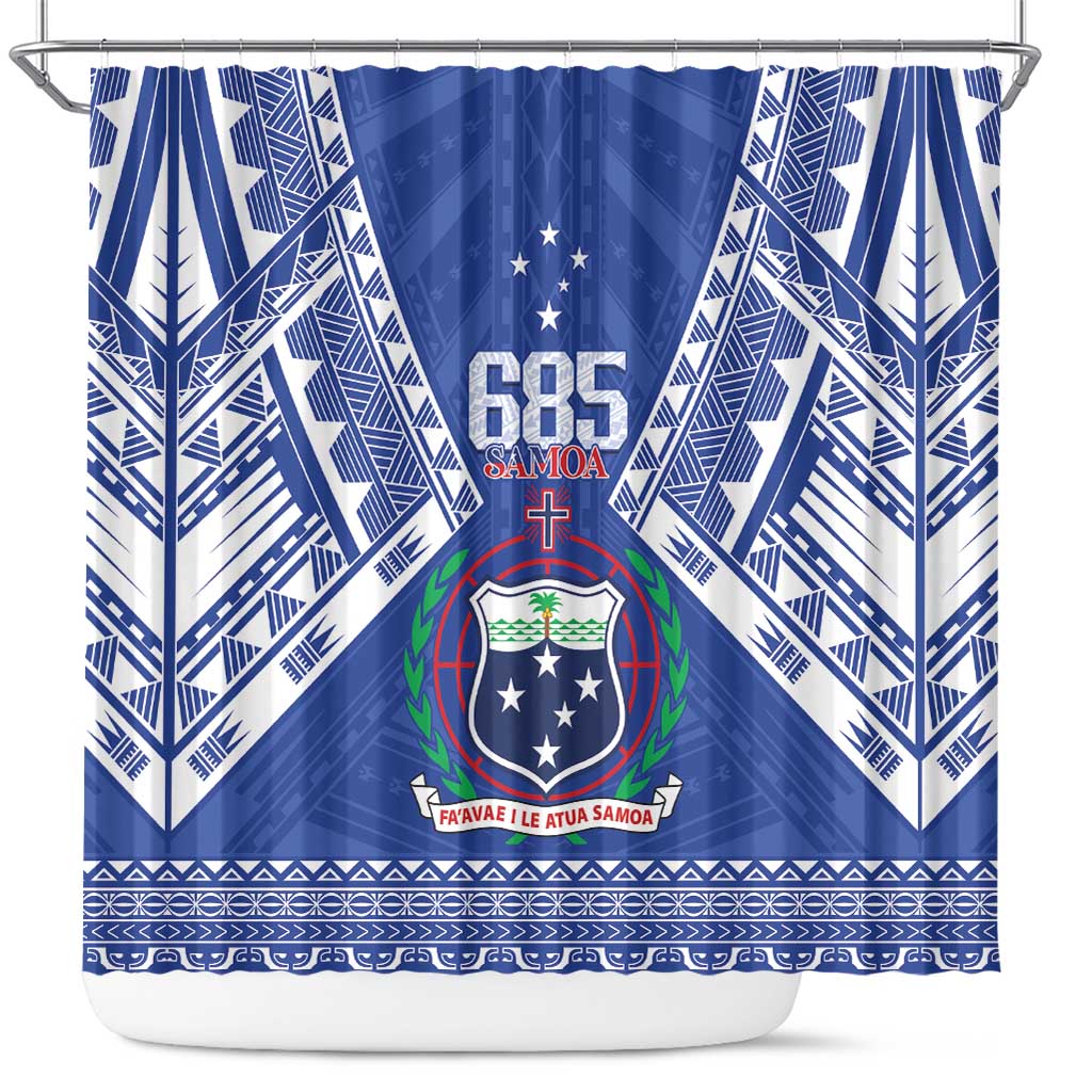 Samoa 685 Shower Curtain Samoan Pride Coat Of Arms LT14 Blue - Polynesian Pride