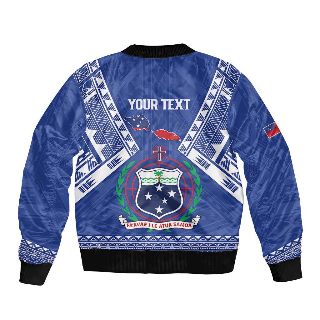 Personalised Samoa 685 Sleeve Zip Bomber Jacket Samoan Pride Coat Of Arms - Polynesian Pride