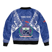 Personalised Samoa 685 Sleeve Zip Bomber Jacket Samoan Pride Coat Of Arms - Polynesian Pride