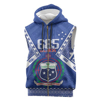 Personalised Samoa 685 Sleeveless Zip Hoodie Samoan Pride Coat Of Arms - Polynesian Pride